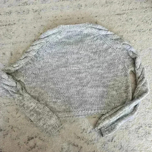 Lovers + Friends Womens Gray Chunky Knit 100% Wool Cropped Sweater XS - Picture 6 of 13